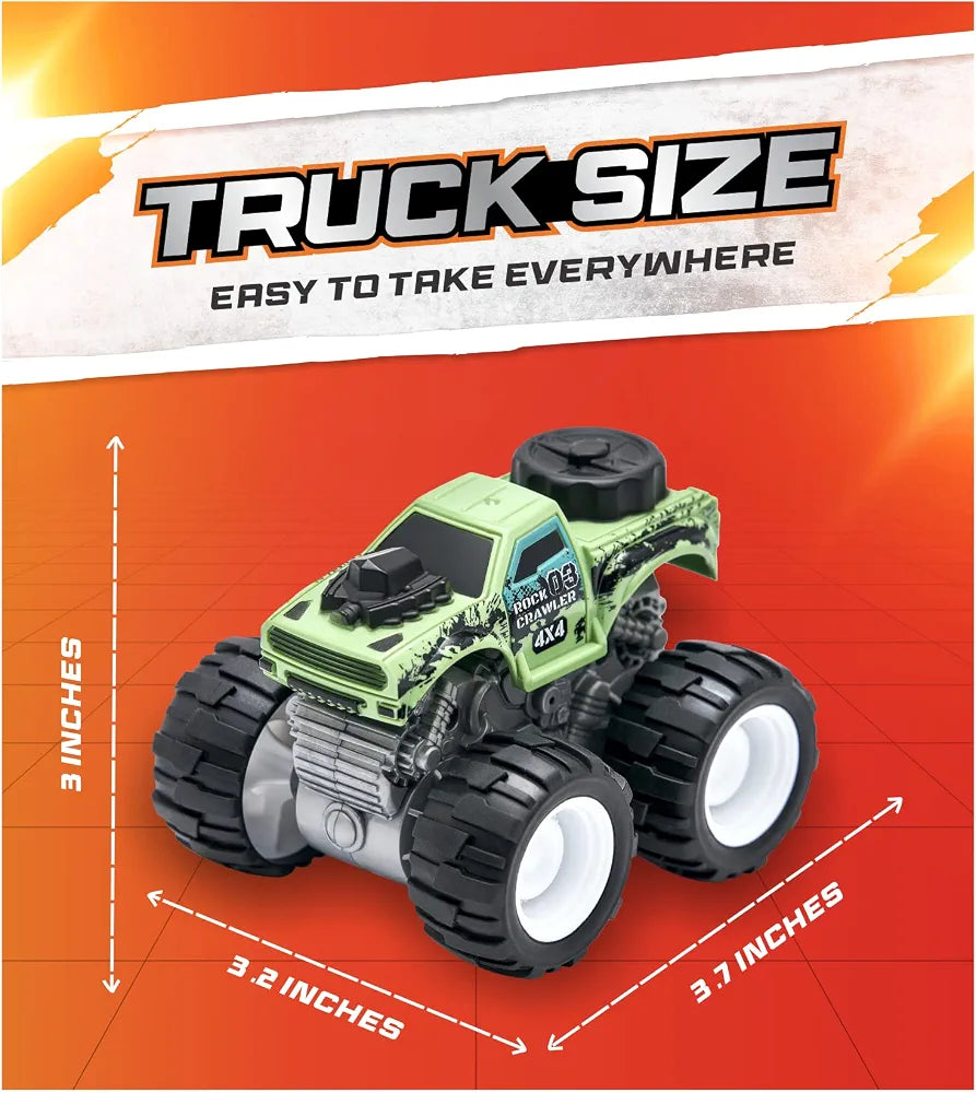 6 Pack Monster Trucks Toys for Boys and Girls, 4-Wheel Drive Friction Powered Push and Go Toy Cars with Giant Wheels, 360° Crazy Stunts, Age 3, 4-7 and Above Boy Birthday Gifts [Amazon Exclusive]