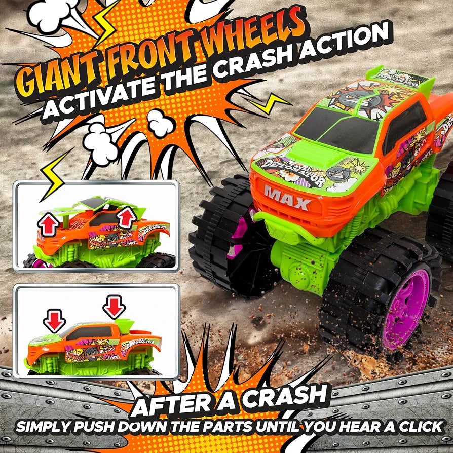 Team Power Exploding Monster Truck Toy with Explosive Crash Sounds and Lights, Smash It Up Again and Again, 8.7” Monster Truck Toys for Boys Kids Ages 3, 4-7 & Above | Toddler Toys Boy Birthday Gifts