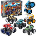 6 Pack Monster Trucks Toys for Boys and Girls, 4-Wheel Drive Friction Powered Push and Go Toy Cars with Giant Wheels, 360° Crazy Stunts, Age 3, 4-7 and Above Boy Birthday Gifts [Amazon Exclusive]