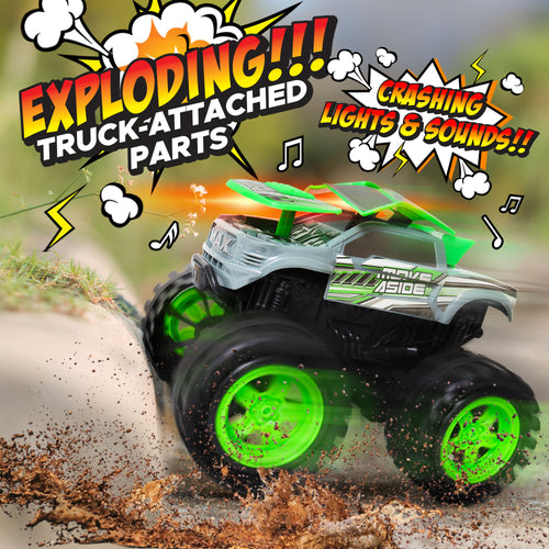 Team Power Exploding Monster Truck: High-Impact Crash & Reset Toy with Lights & Explosive Sounds